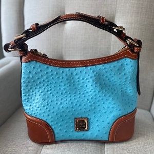 AUTH DOONEY & BOURKE Ostrich Blue Leather Hobo bag